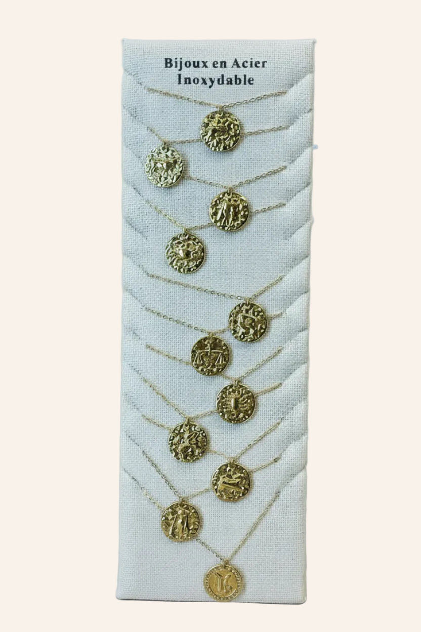 Collier Signe Astrologique en acier inoxydable doré – Réglable