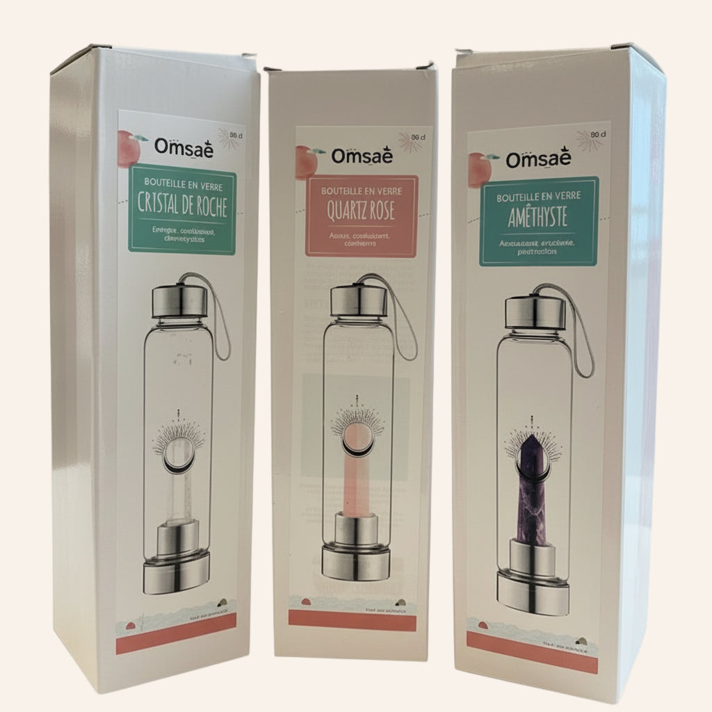 Bouteille en verre avec pierre naturelle – 500 ML