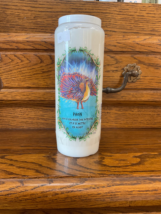 Bougie rituelle animal totem paon 🦚