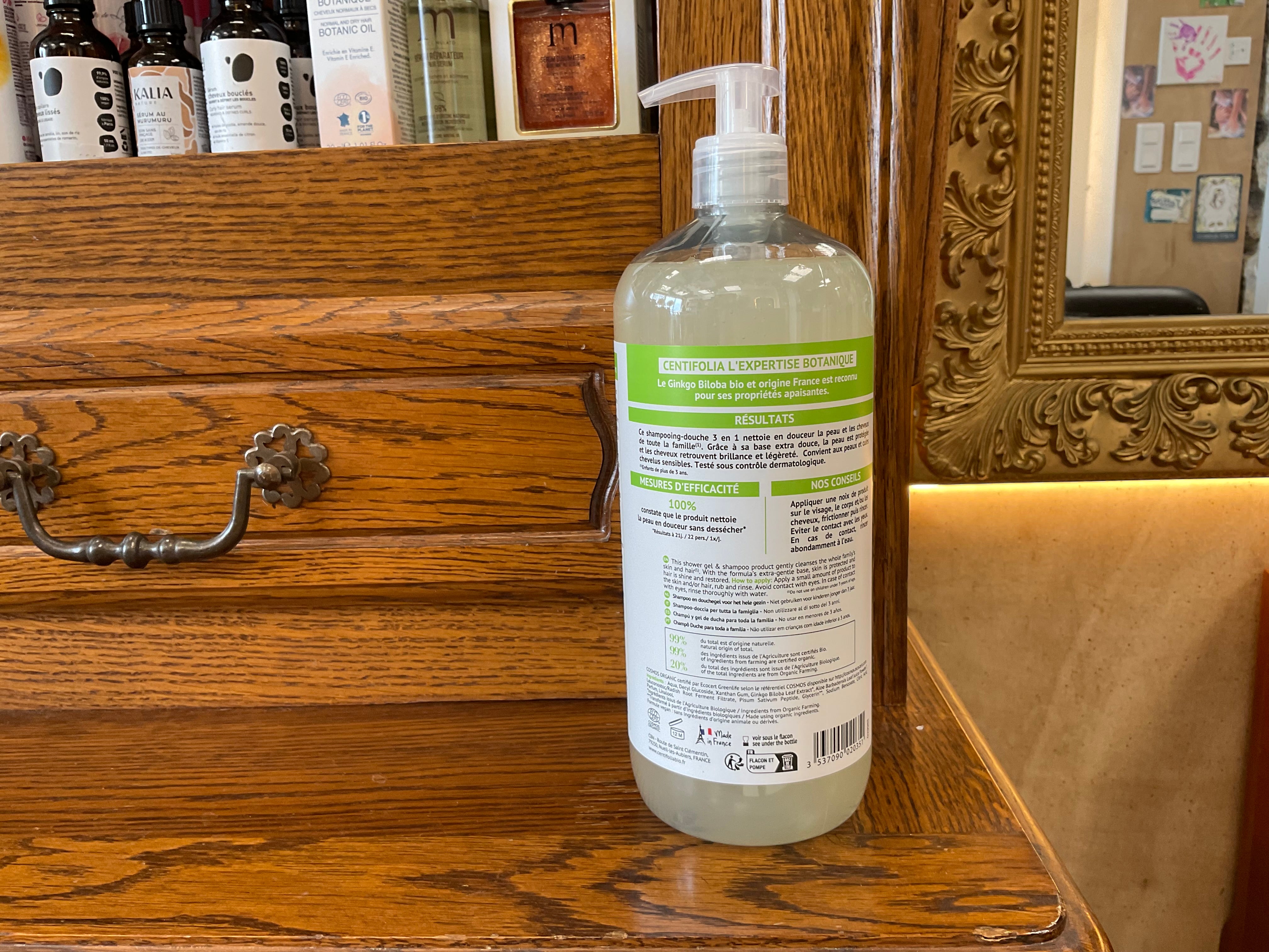 Shampooing-Douche 3 en 1 – Visage, Corps, Cheveux – Ginkgo Biloba Bio – 1 Litre