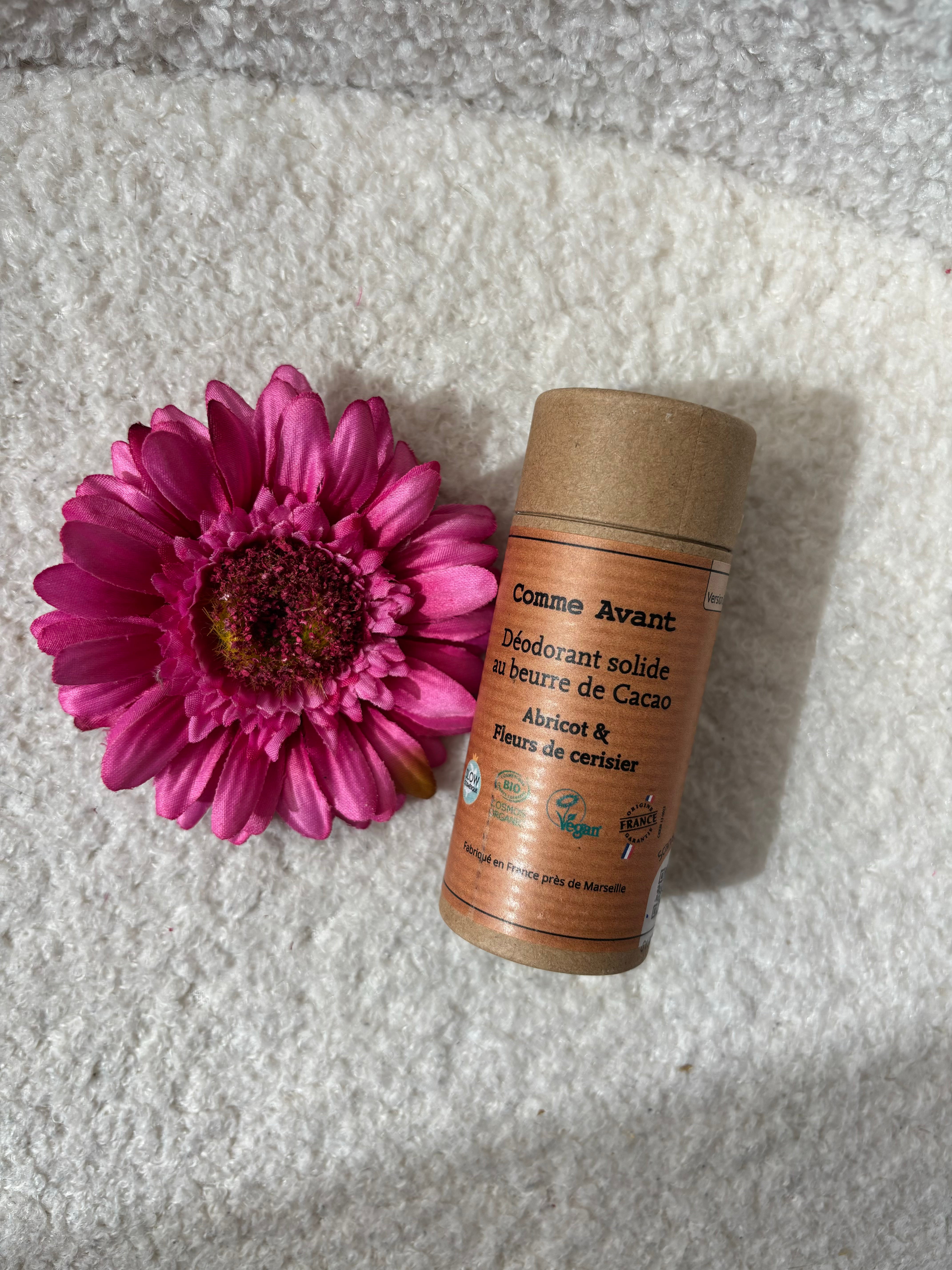 DEODORANT SOLIDE  BEURRE DE CACAO COMME AVANT abricot fleurs de cerisier